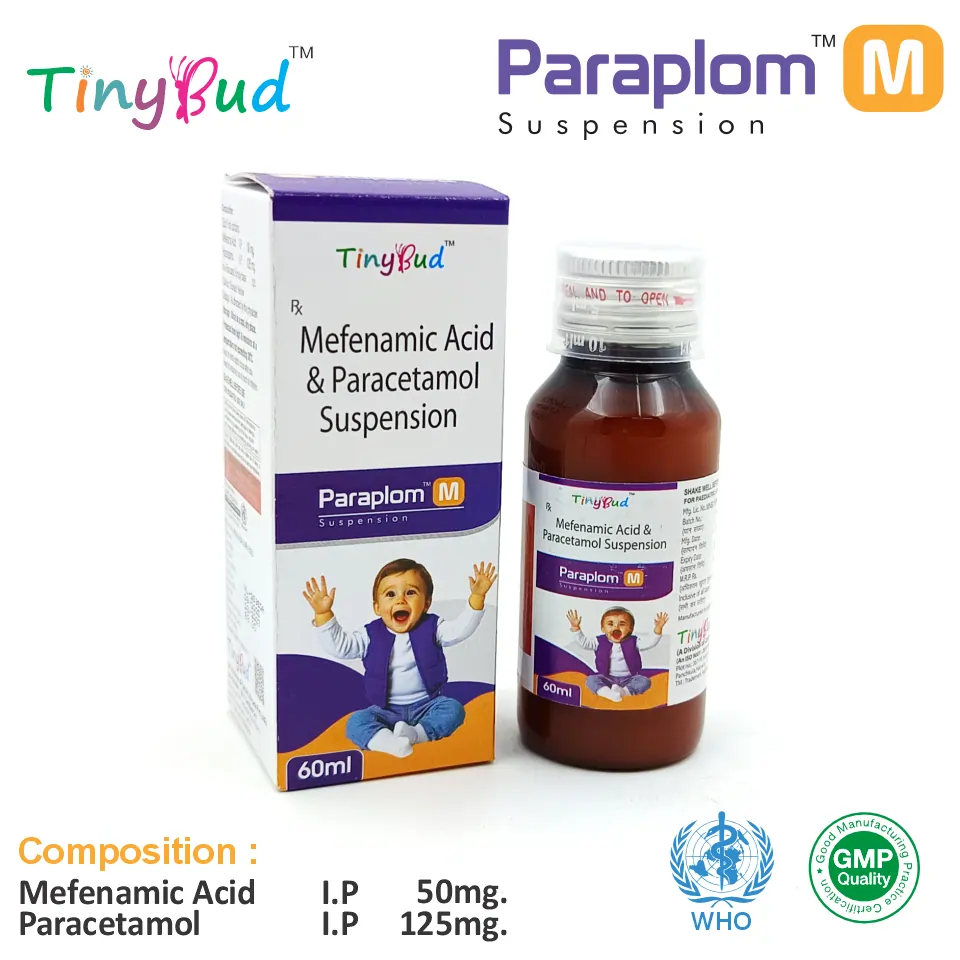 Mefenamic Acid (50mg) + Paracetamol (125mg) Suspension at best price in PCD Pharma Franchise for Pain Relief.